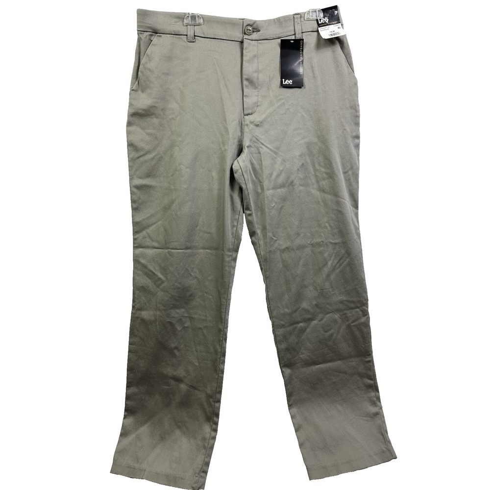 Lee Men Straight Leg Comfort Waistband Pants Mushroom Size 16 M NWT